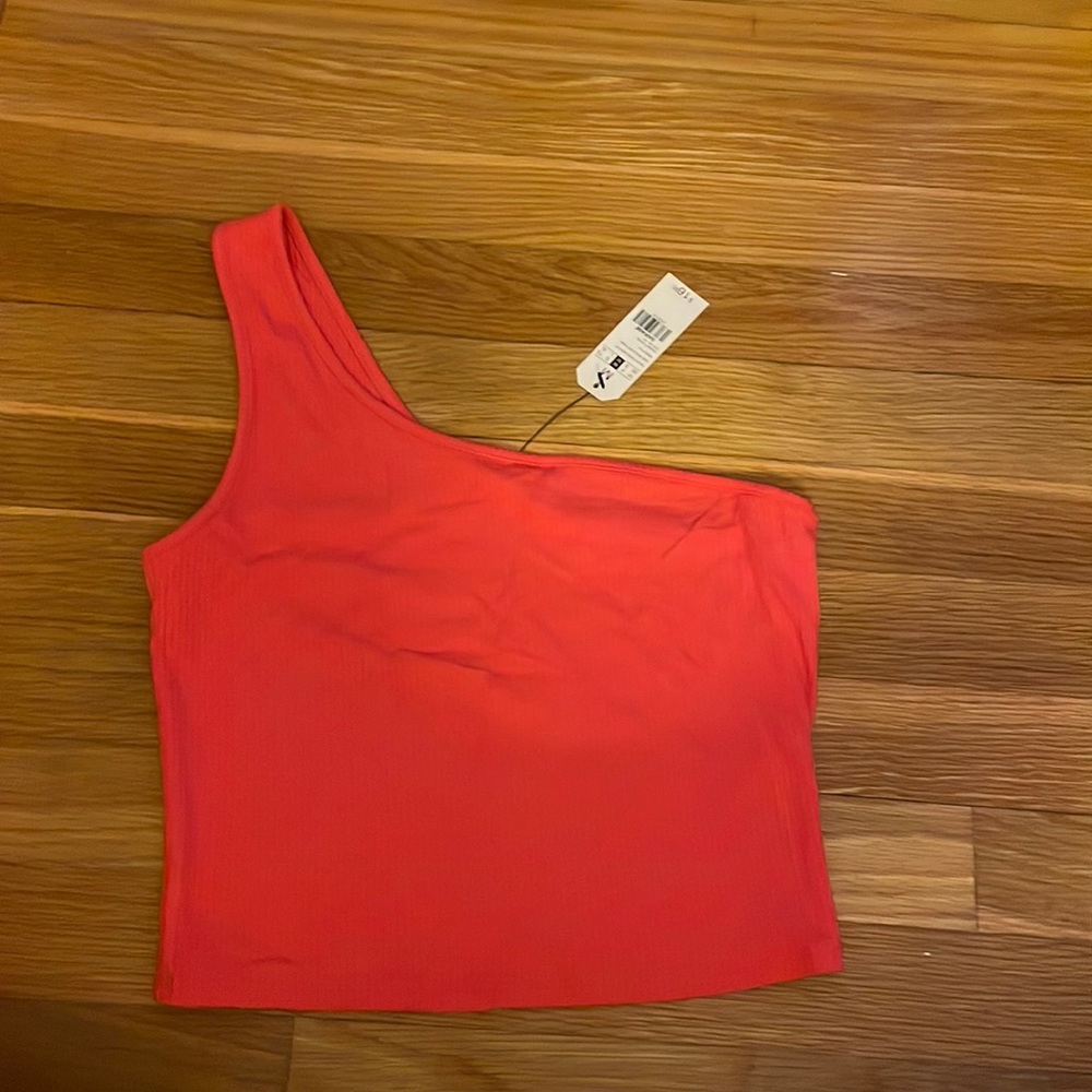 Garage one shoulder tank hot pink